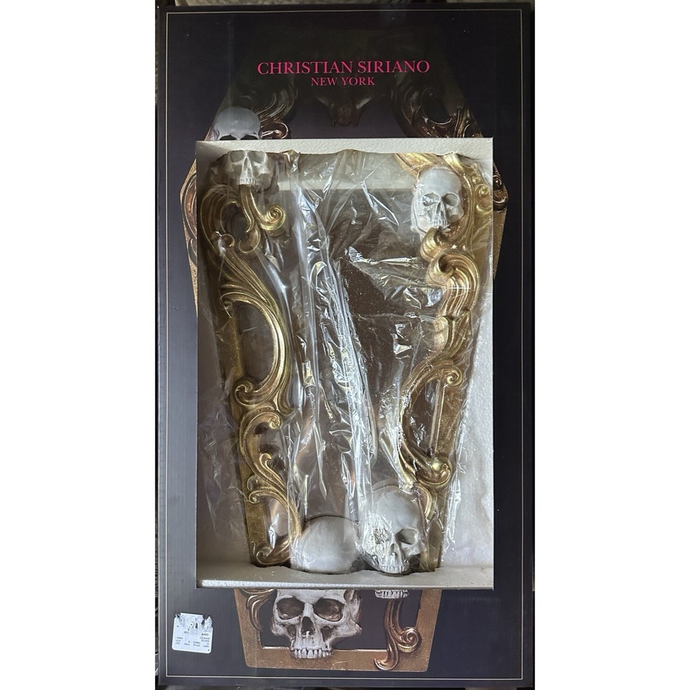 Christian Siriano NY Mirror Gothic Halloween Skull & Gold Design 23"X13" NIB